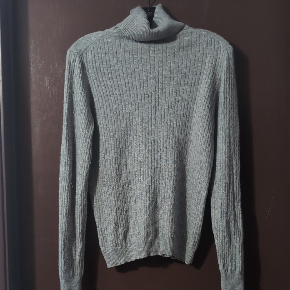 J. Crew Light Gray Wool Cashmere Blend Turtleneck Sweater